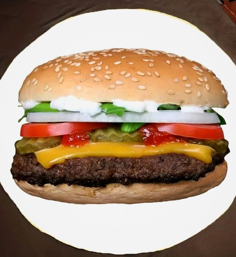 Two Ravens [ ] Hamburger Deken Fleece Deken met Hamburger Print Dekentje voor op de bank 1.80 x 1.80 m Origineel Cadeau Blanket