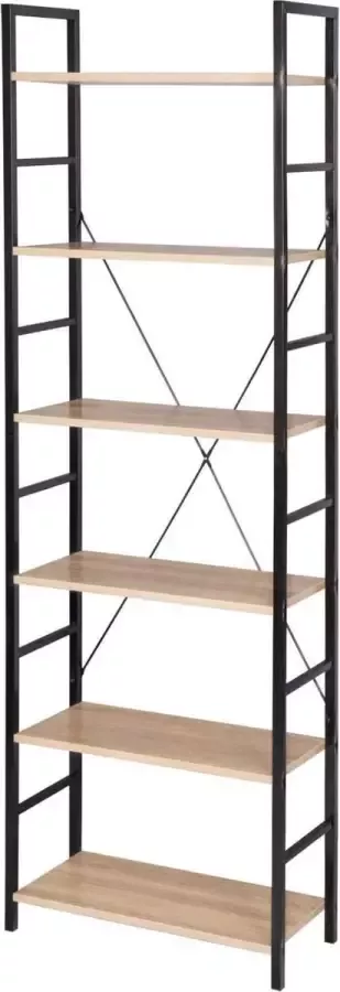 UA Furniture Boekenkast -Hout Zwart-wit Plank Unit Planken Opslag 6 Tier Planken-Opbergrek Keuken Organizer Decor