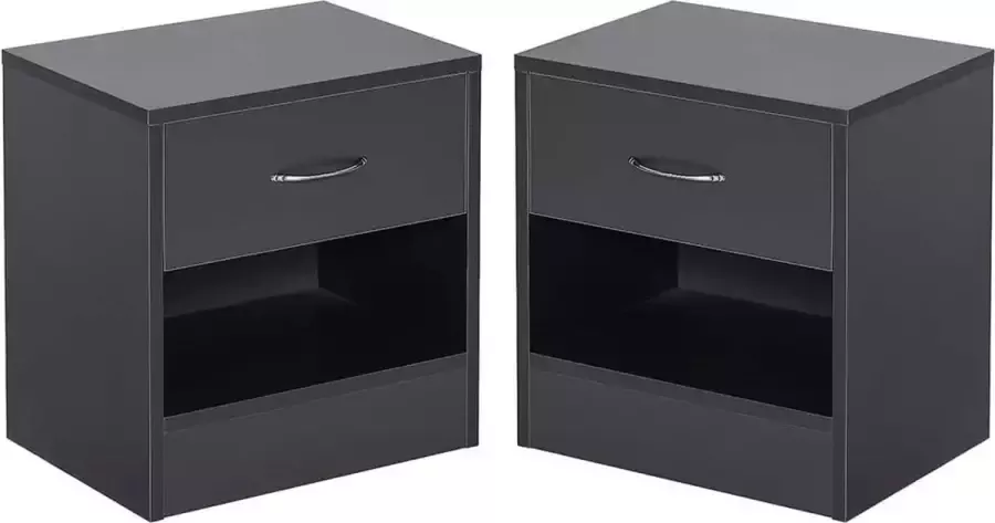 UA Furniture Nachtkastjes Set van 2 Nachtkast met lade bijzettafel Nachttafel voor Thuis Appartement 41 * 39 * 28 cm (Zwart)