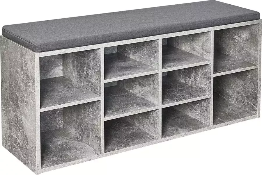 Schoenenbank schoenenkast met zitkussen van E1 houten spaanplaat gang schoenenrek 104 x 45 x 30 cm (grijs) - Foto 2