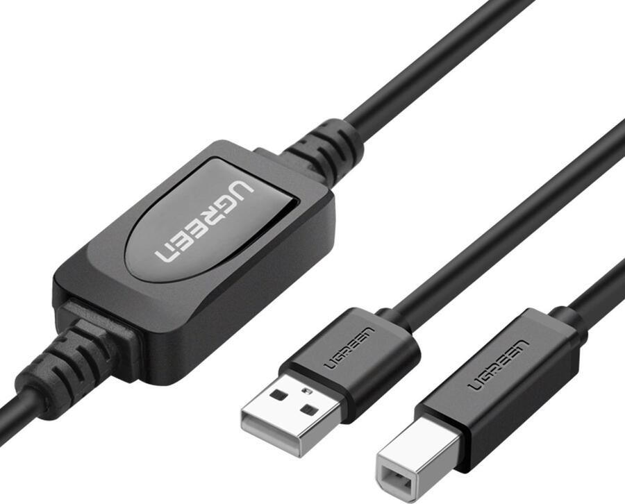 Ugreen US122 USB-B USB-A 2.0 printerkabel 15m zwart