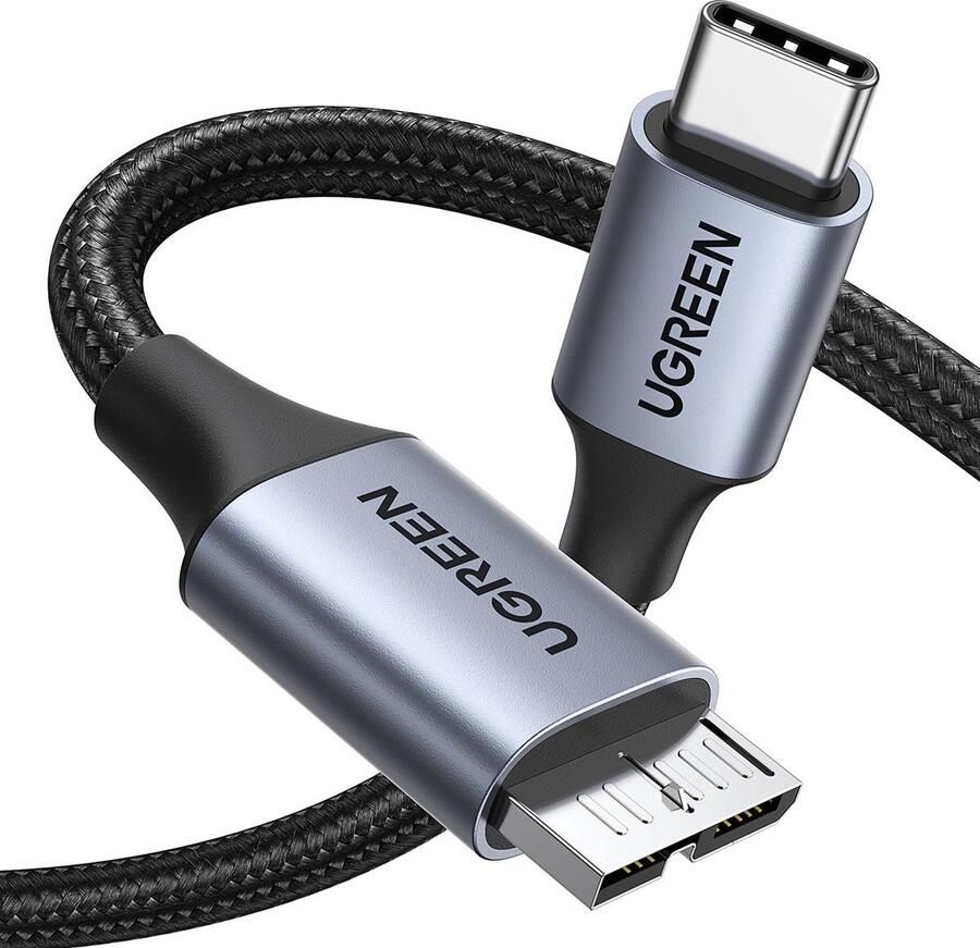 Ugreen USB C micro USB-B 3.0 kabel US565 5Gb s 3A 0 5m grijs