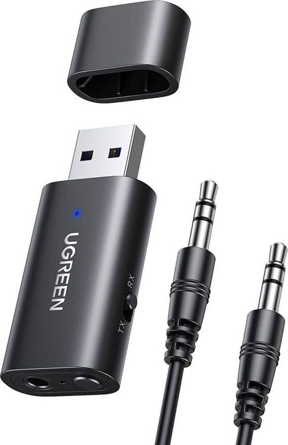 Ugreen Universele Bluetooth 5.1 Auto Transmitter Receiver met 3.5mm AUX Zwart