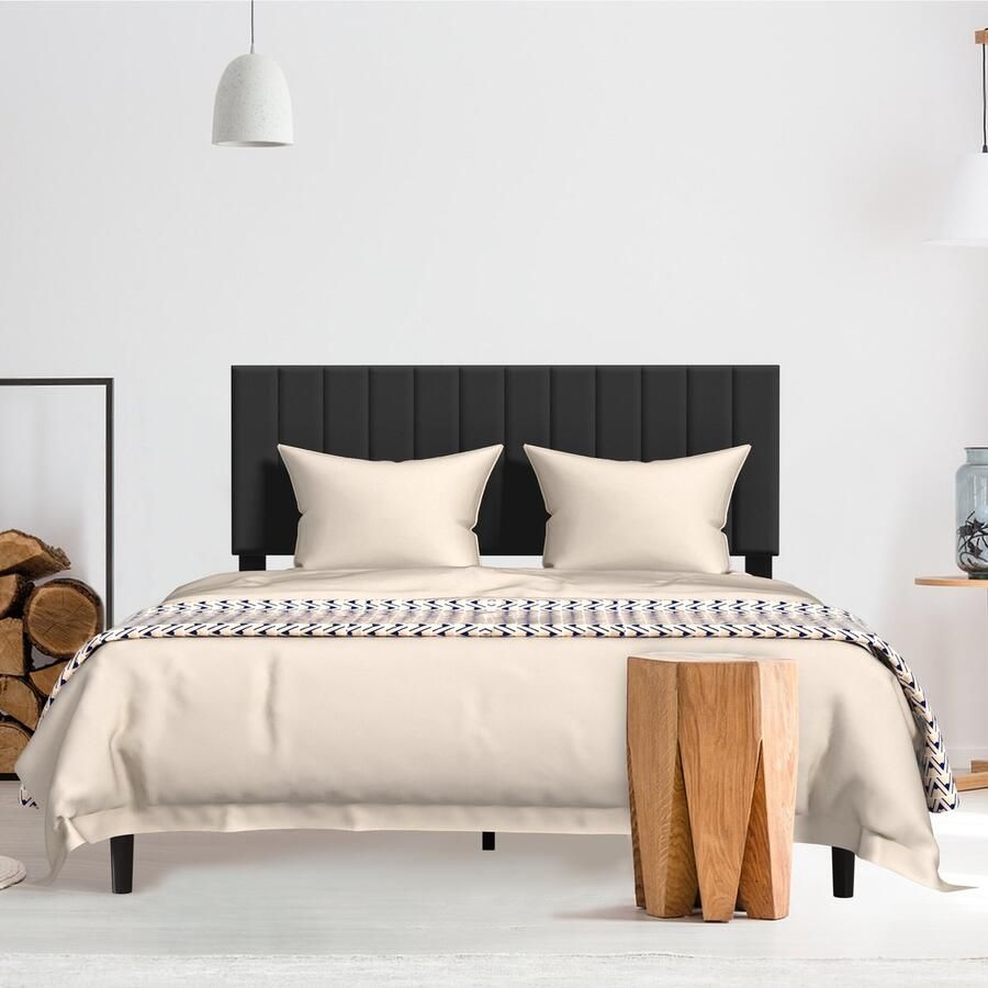 UISBERT Bedframe Met Fluwelen Hoofdeinde Zwart 160×200 cm Gestoffeerd Bedframe Met Knopenlook Platformbed Met Houten Lattenbodem Tweepersoonsbed Voor Volwassenen In Een Modern Design