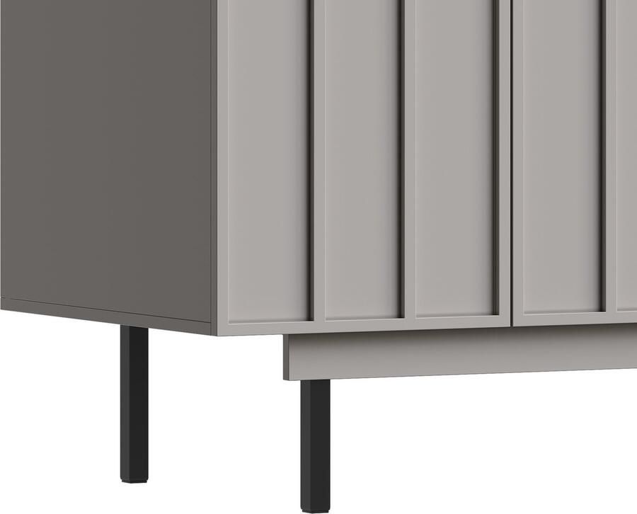 Ulife Eetkamerkast (140×38.5×82.5cm) eetkamer-woonkamer opbergkast uniek ontwerp design kastdeur vrijstaande kast minimalistisch dressoir grijs - Foto 2