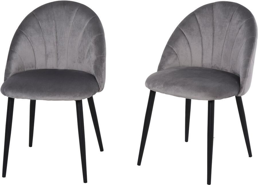 Ulife Eetkamerstoelen set van 2 keukenstoelen Scandinavisch design woonkamerstoel gestoffeerde stoel bureaustoel fluweel metaalgrijs 52x54x79cm