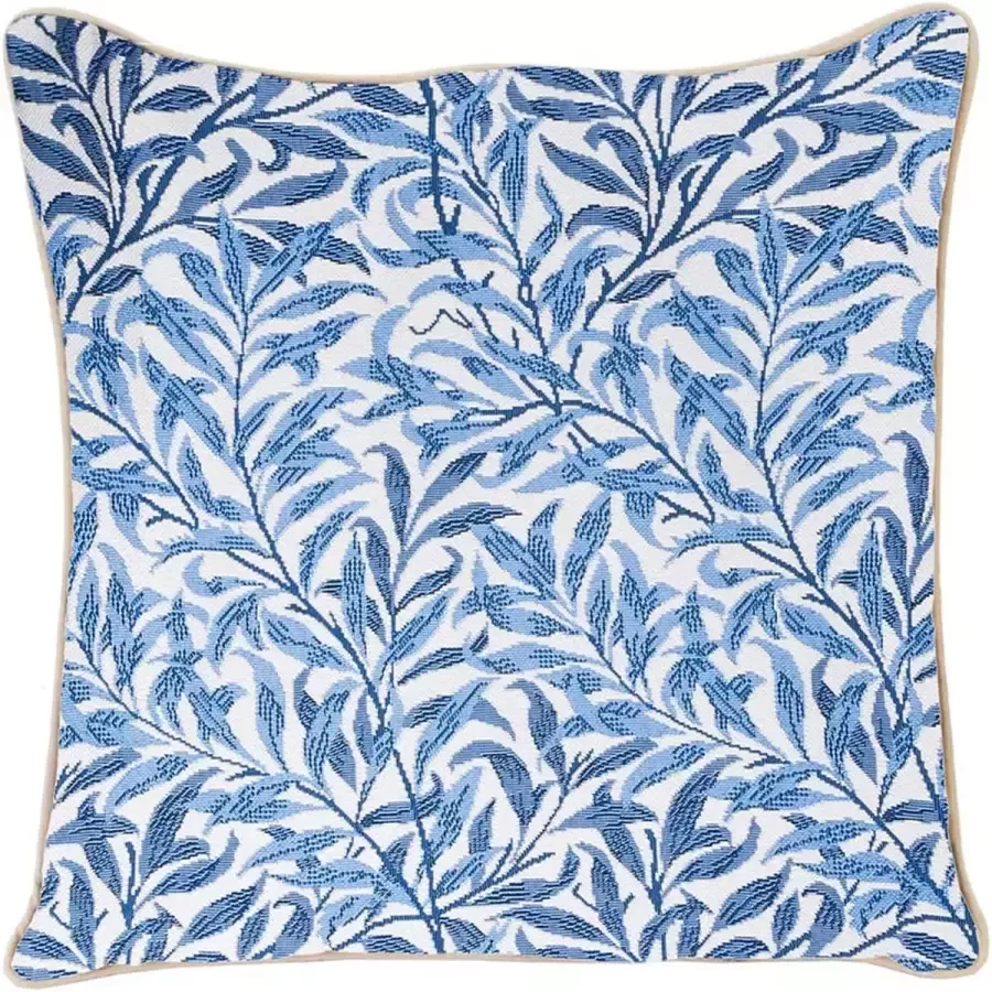 Ulticool Kussenhoes Natuur Takken Blauw Wit Jacquard Gobelin stof Exclusief Kussenvulling Sierkussen 45x45 cm Sierkussenhoes Accessoires Kussentjes Bank voor Decoratie Woonkamer Slaapkamer