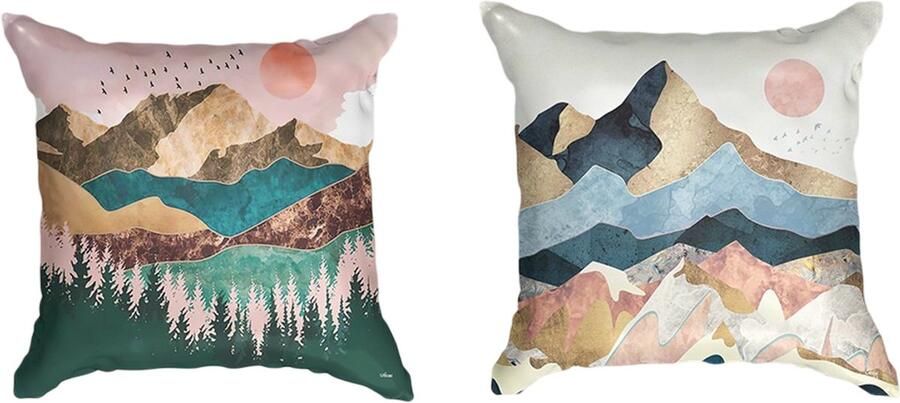 Ulticool Kussenhoes Set van 2 Kunst Natuur Bos Bohemian Aesthetic Hippie Boho Zonder Kussenvulling Sierkussens 45x45 cm Sierkussenhoes Accessoires Kussentjes Bank voor Decoratie Woonkamer Slaapkamer Babykamer Cadeau Idee Tiener Meisje