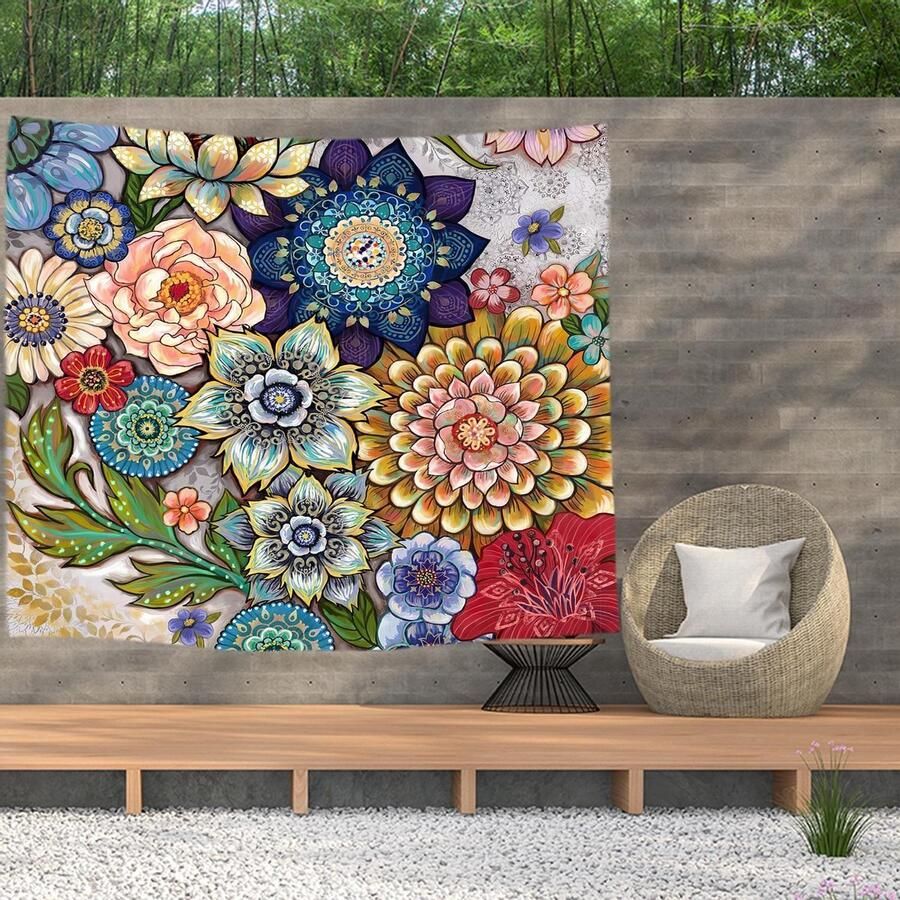 Ulticool Wandkleed 200x150 cm – Bloemen Natuur Kunst – met Bevestigingspinnen voor Binnen Buiten Tuinposter Wandtapijt Tuintapijt Buitenkleed Decoratie Schilderijen Posters Kunstbloemen Cadeau Idee voor Mama Moeder Vrouw Cadeautje Populair - Foto 2