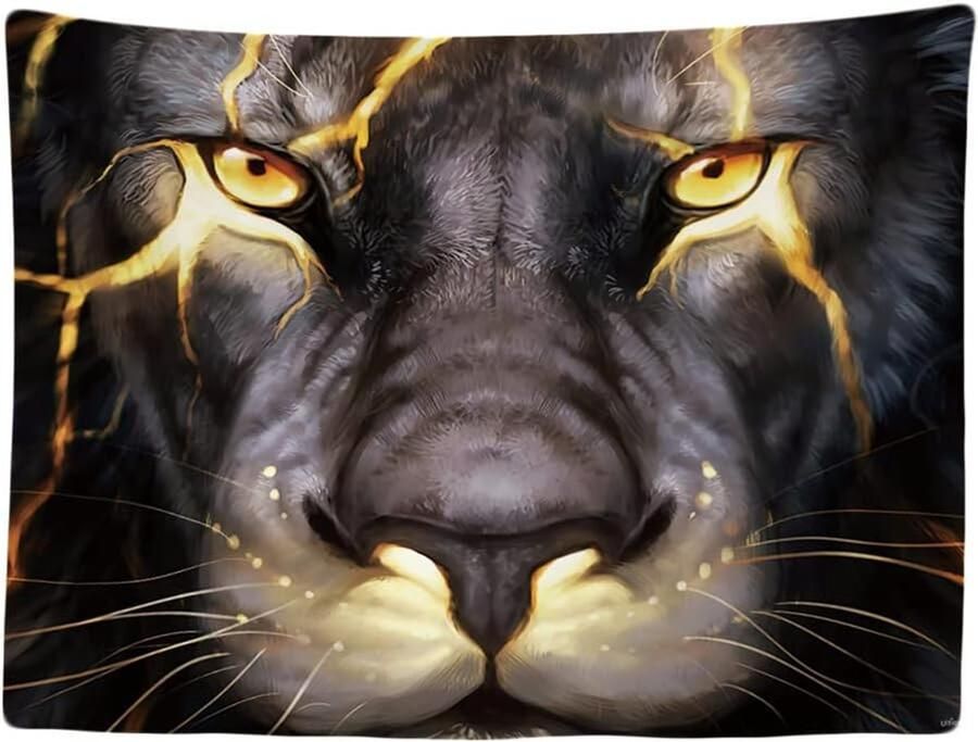 Ulticool Wandkleed 200x150 cm Leeuw Gaming Accesoires voor je Setup Kamer voor Binnen & Buiten Wandtapijt Wanddoek Stof Poster Backdrop Frame Decoratie Woonkamer ps5 Game Lamp Natuur Cadeau Mannen Puber Tiener Jongen 13 14 15 16 jaar Gadgets