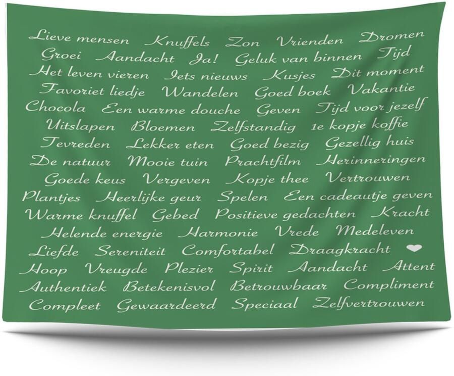 Ulticool Wandkleed 200x150 cm – Positieve Gedachten Manifesteren – Met Bevestigingspinnen voor Binnen Buiten Tuinposter Wandtapijt Tuintapijt Buitenkleed Decoratie Affirmatiekaarten Inspiratiekaarten Tekst Zen Geluk Cadeau Vrouw Man