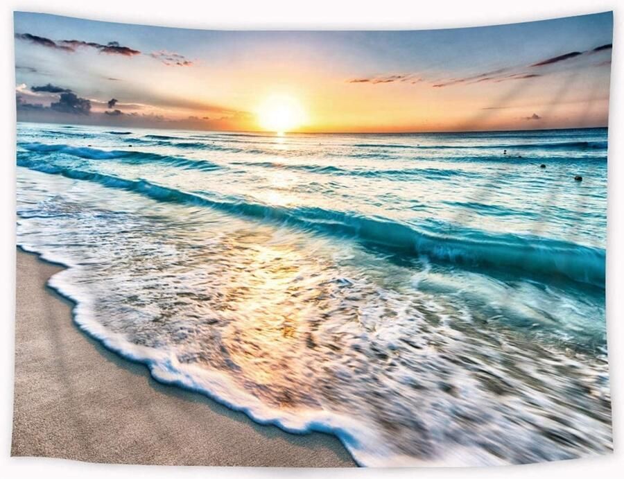 Ulticool Wandkleed 200x150 cm – Zee Strand Natuur – Met Bevestigingspinnen voor Binnen Buiten Tuinposter Wandtapijt Tuintapijt Buitenkleed Decoratie Schilderijen & Posters Strandlaken Accessoires Cadeau Vrouw Man Tiener Jongen Meisje