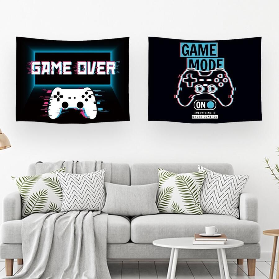 Ulticool Wandkleed Set van 2 Controller Gaming Accesoires voor je Setup Kamer voor Binnen & Buiten Wandtapijt Wanddoek Stof Poster Backdrop Frame Decoratie Woonkamer Houder ps5 Playstation Game Lamp Cadeau Tiener Jongen 9 10 11 12 jaar Gadgets - Foto 2