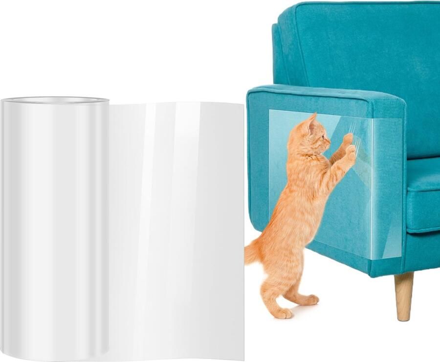 Bank krassen beschermer voor katten 20cm x 5m Sofa Scratch Protector Pad met zelfklevende kat Scratch Protector Film met 30 schroeven Furniture Protector Furniture Protector Scratch Pads Krasbestendige Beschermfolie voor Sofa Wanddeur en Meubels