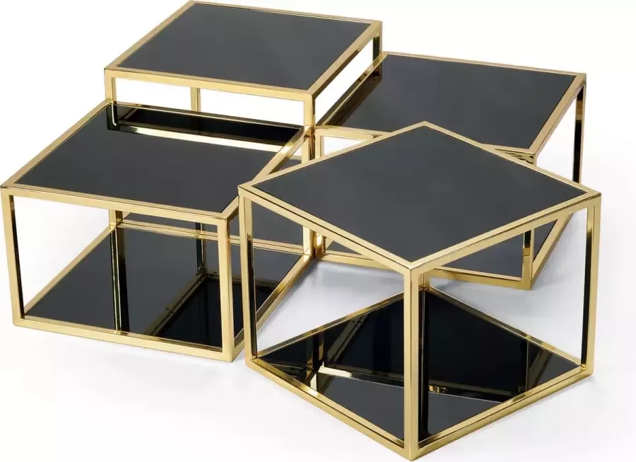 Ultra Luxury Living AFZELIA Salontafel Zwart-Goud