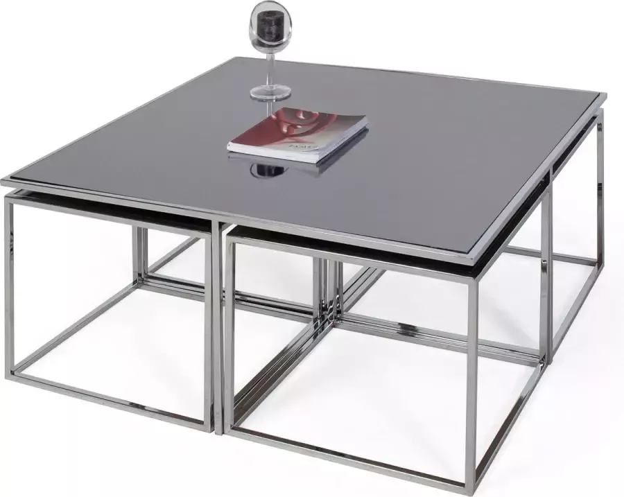 Ultra Luxury Living ALINDA Salontafel Antraciet Spiegelglas Zilver Chroom