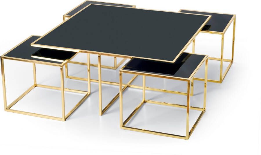 Ultra Luxury Living ALINDA Salontafel Antraciet Spiegelglas Zwart-Goud
