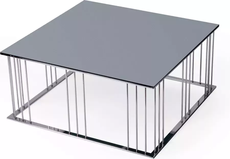 Ultra Luxury Living CIZBON Salontafel Antraciet Spiegelglas Zilver Chroom