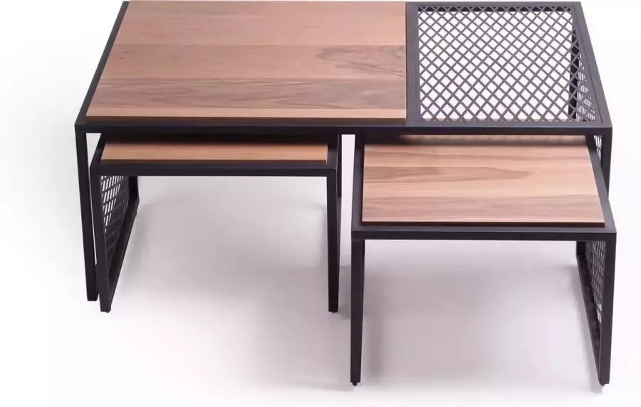 Ultra Luxury Living MESA WOODEN Salontafel Set van 3