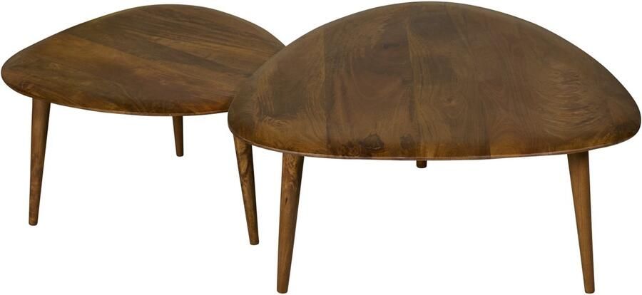 Ultra Premium Care Salontafel Lombok Set 2 stuks Mangohout Honingbruin 84x38x85 62x34x60 cm (BxHxD) Organische Vorm