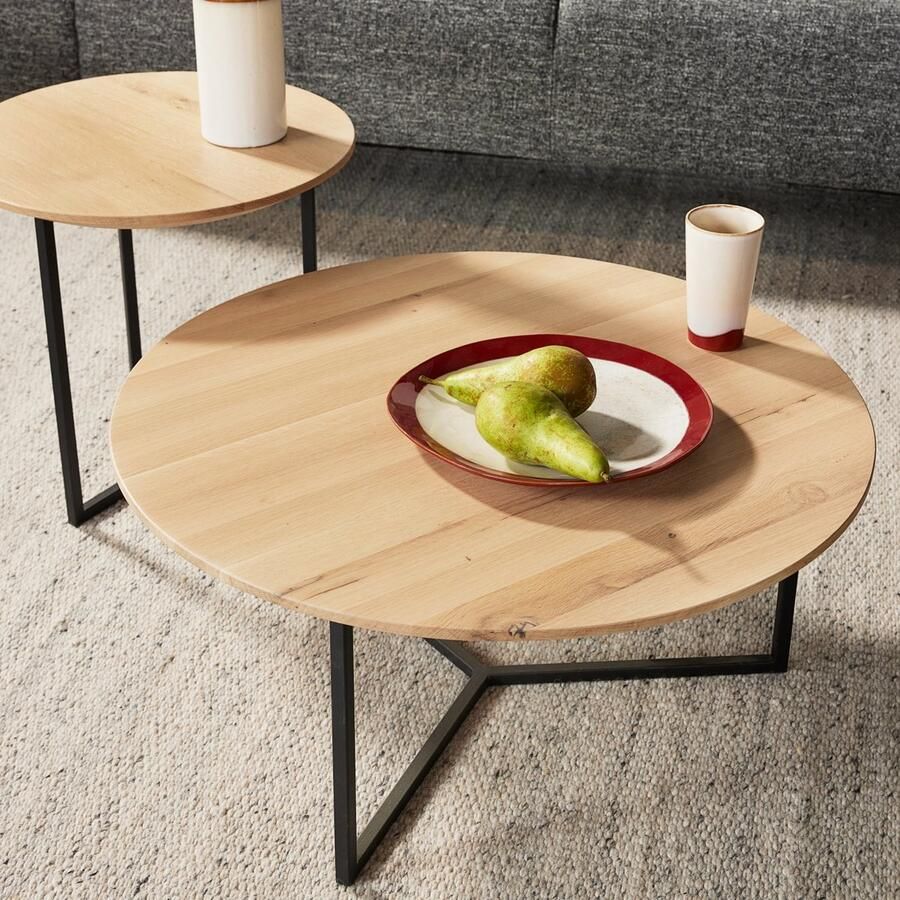 Ultra Premium Care Salontafel Trio Hout Eiken Hout Naturel 65 x 35 x 65 cm (BxHxD) - Foto 2