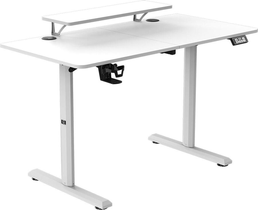Ultradesk HIGHLANDER – Bureau voor Gaming Home Office & Kantoor – Wit – 120 x 60 cm – Elektrisch verstelbaar – Ergonomisch