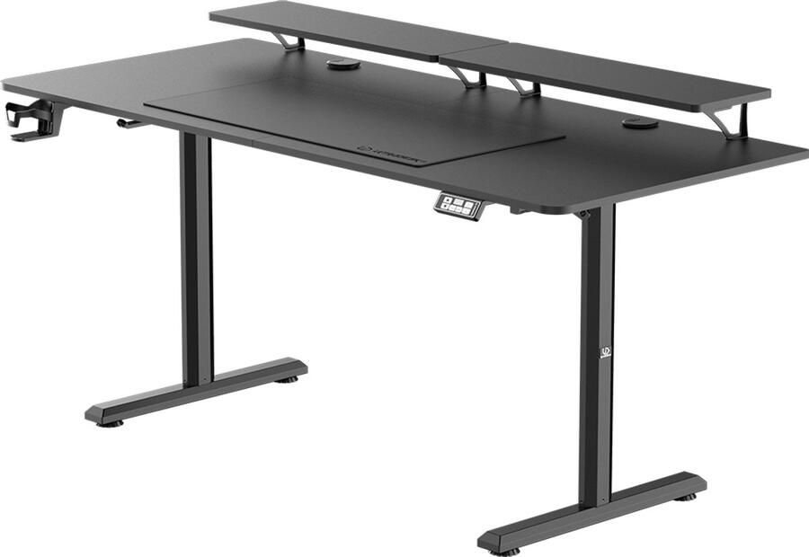 Ultradesk HIGHLANDER XXL – Bureau voor Gaming Kantoor & Home Office – Zwart – 160 x 70 cm – Elektrisch verstelbaar – Ergonomisch