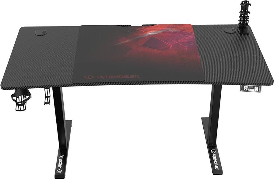 Ultradesk LEVEL V2 – Bureau voor Gaming Home Office & Kantoor – Rood – Elektrisch verstelbaar – Incl. USB Hub XXL Muismat & Accessoires