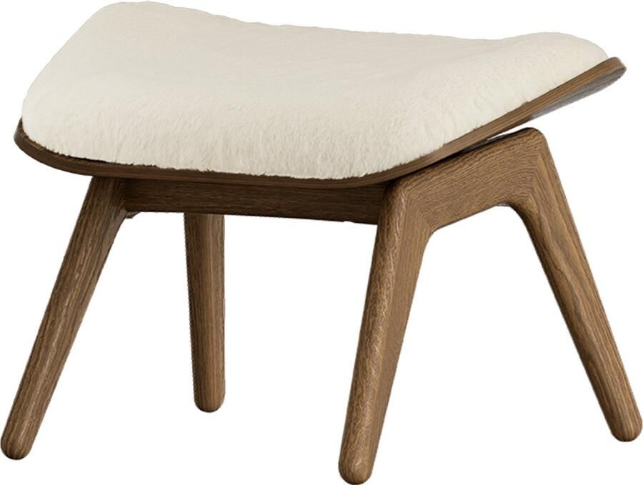 UMAGE The Reader Ottoman Voetenbank Eikenhout Duurzame Stof Voetsteun bij Fauteuil Krukje Donker Eiken Teddy White 60 x 46 x 42 cm