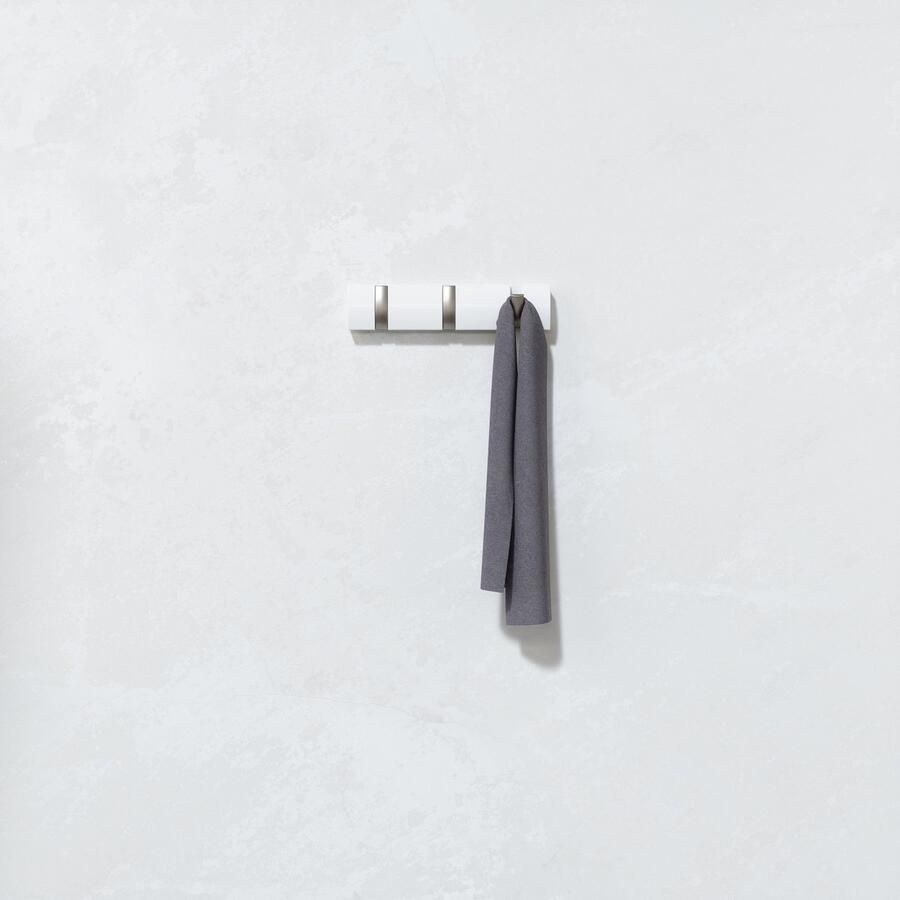 Umbra kapstok Flip 3 Hook Wandkapstok 7x33cm Hout Metaal Wit - Foto 2