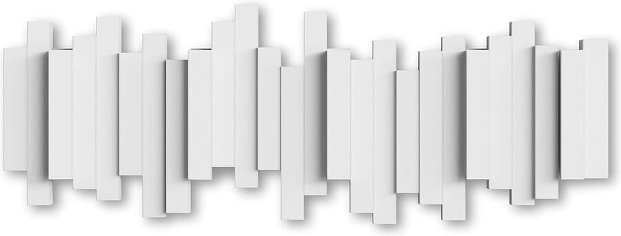 Sticks Garderobehaken moderne sobere en ruimtebesparende kapstok voor aan de muur met 5 uitklapbare haken voor jassen mantels sjaals handtassen en meer zwartUmbra Sticks