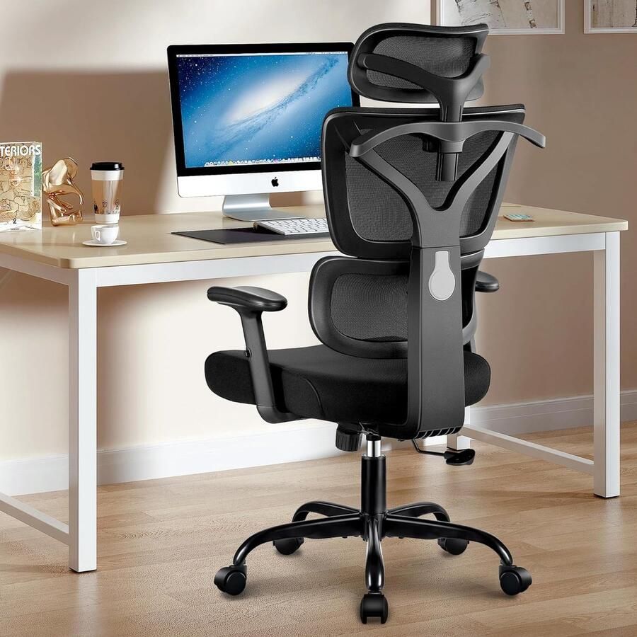 Unbradned Bureaustoel office chair bureaustoel met grote rugleuning comfortabele gamingstoel verstelbare hoofdsteun en armleuningen computerstoel