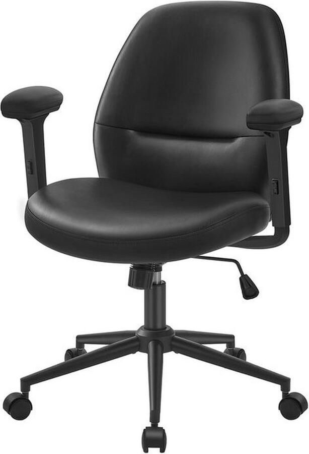 UNBRAND Bureaustoel Draaibare bureaustoel met verstelbare armleuningen moderne rugleuning Armleuningen Brede zitting PU zwart