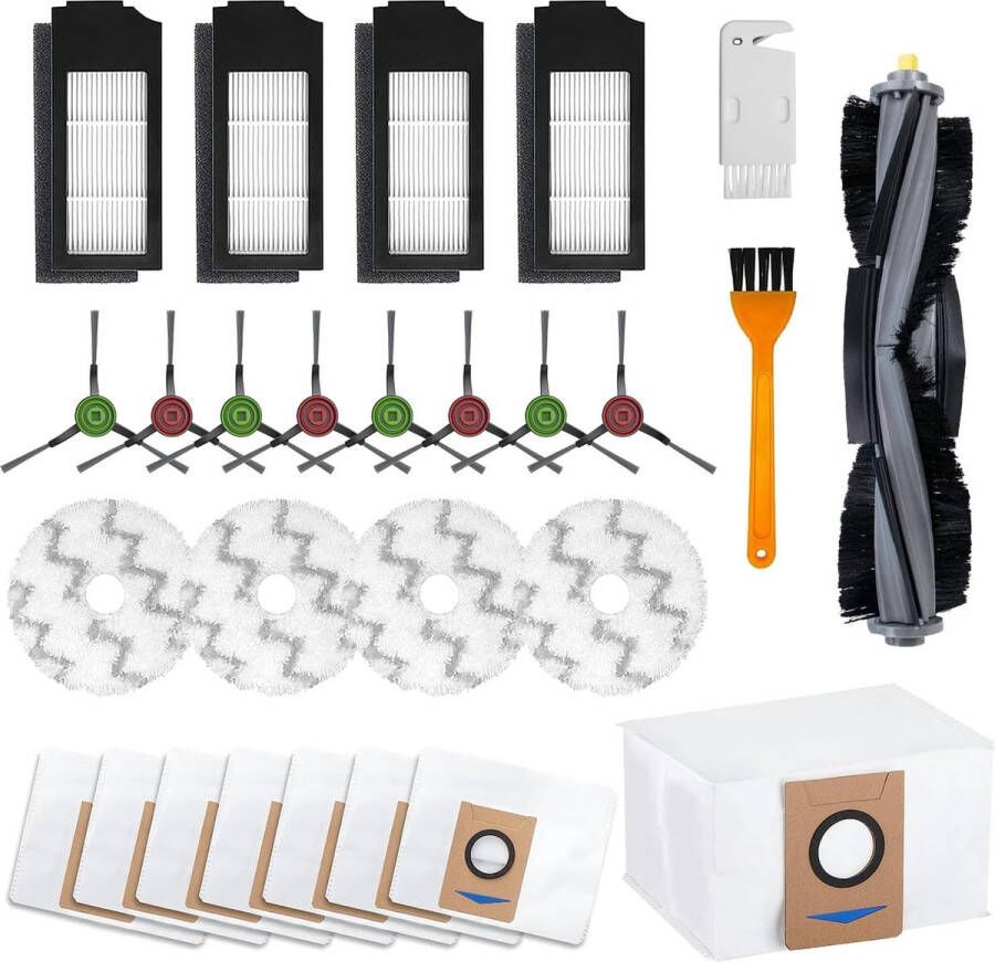 Unbranded 27 stuks accessoires voor Ecovacs Deebot T10 X1 T5 T8 reserveonderdelen compatibel Ecovacs Deebot X1 Omni X1 Turbo robotstofzuiger hoofdborstel HEPA-filter zijborstels dweildoeken (27 stuks)