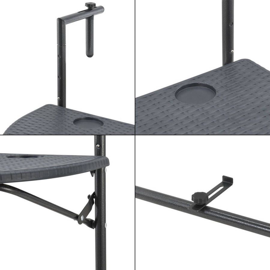 Balkontafel Renzo Opvouwbaar 83 5x60x64 cm Donkergrijs Staal Stijlvolle uitstraling - Foto 2