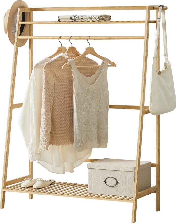 Unbranded Bamboe Kledingrek Kaden Met Kapstok 100x40x139 cm Milieuvriendelijk materiaal Stijlvolle uitstraling - Foto 2