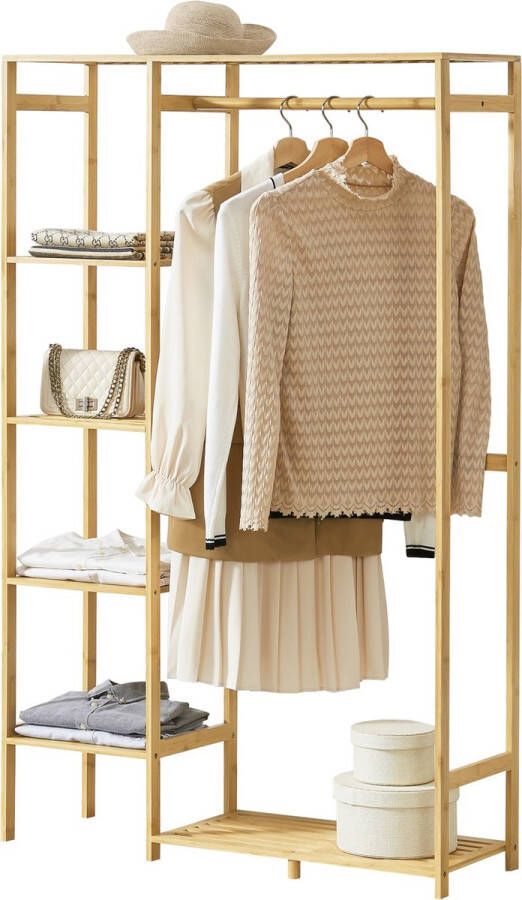 Unbranded Bamboe Kledingrek Tessa Met Planken 90x30x145 cm Stijlvolle uitstraling - Foto 2