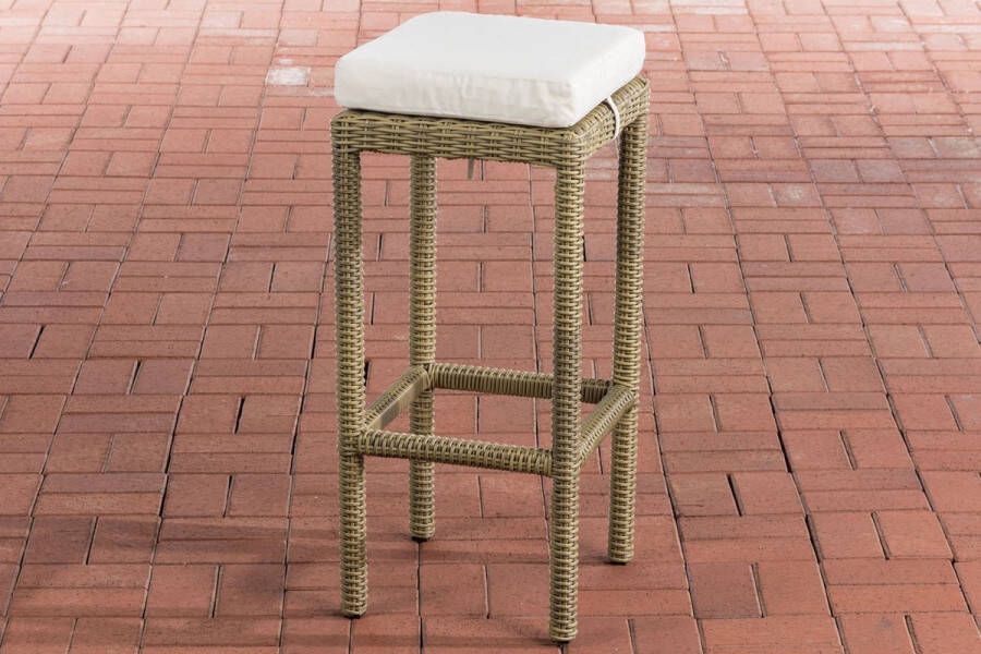 Inandoutdoormatch Barkruk Brivu Rotan roomwit berken Barstoelen buiten of keuken Zonder rugleuning Set van 1 Rieten Ergonomisch 74cm hoog Vaderdag cadeau