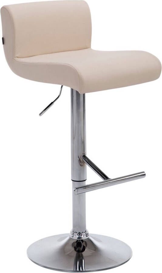 Unbranded Barkruk deluxe Met rugleuning In hoogte verstelbaar Set van 1 Ergonomische barstoelen Keuken Creme 64-84cm