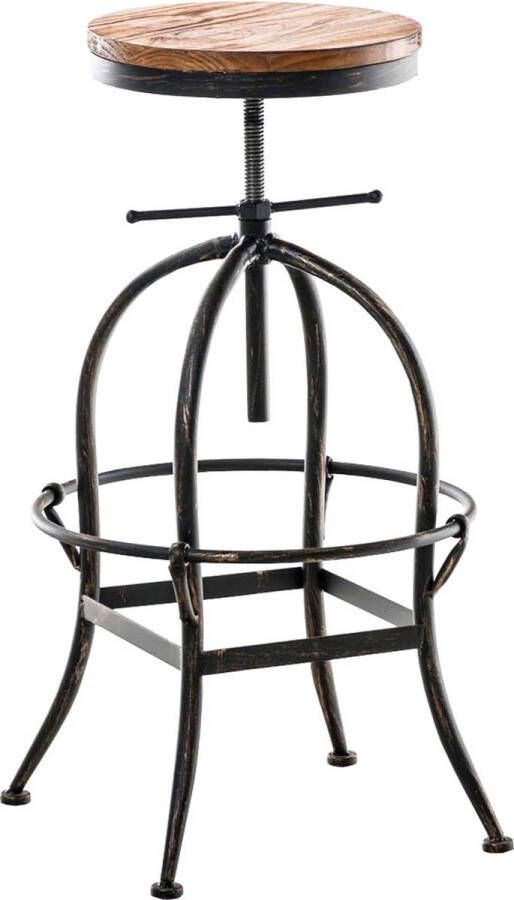 Inandoutdoormatch Barkruk Ernest houten zitting metalen poten Sterk industrieel in hoogte verstelbaar 71 91 cm Vaderdag cadeau