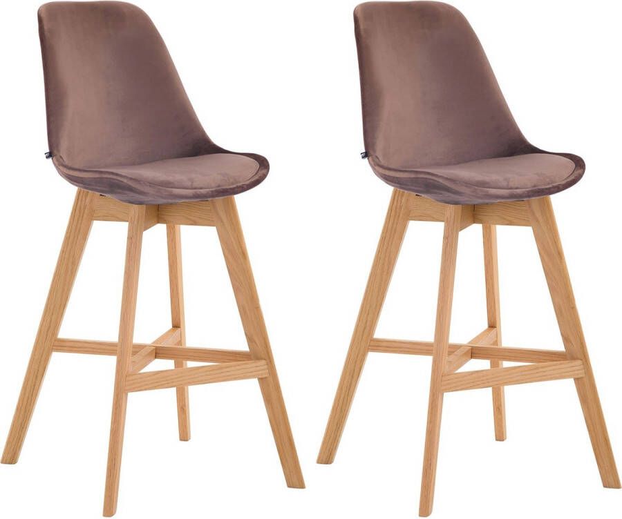 In and outdoor match Barkruk Fenton Deluxe Bruin Fluweel Eikenhout Modern Design Rugleuning Voor Keuken en Bar Gestoffeerde Zitting