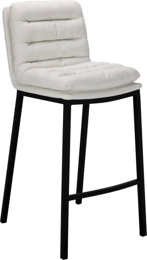 Unbranded Barkruk Foster Deluxe Wit Zwart Modern Design Ergonomische Barstoelen Set van 1 Met Rugleuning Voetensteun Voor Keuken en Bar Gestoffeerde Zitting Imitatie Leder