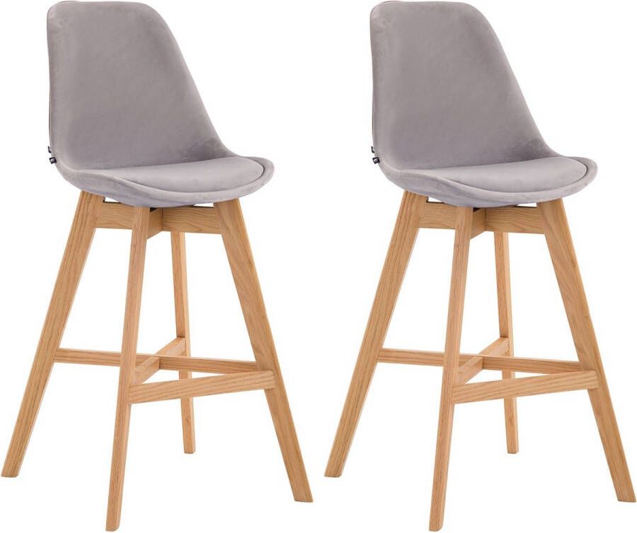 In and outdoor match Barkruk Gutierre Deluxe Grijs Fluweel Eikenhout Modern Design Rugleuning Voor Keuken en Bar Gestoffeerde Zitting