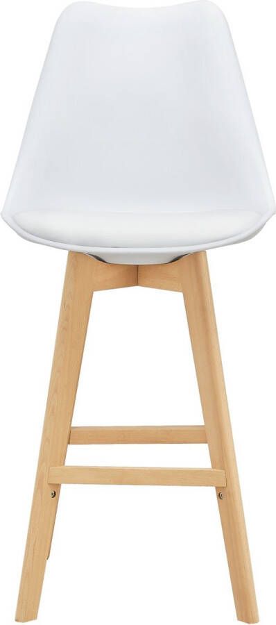 Unbranded Barkruk Juanma Set van 2 Imitatieleer en Beuken Gestoffeerde Zitting 105x48x58 cm Wit