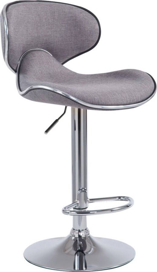 Inandoutdoormatch Barkruk Laverne Lichtgrijs Zilver Chroom Industrieel Design Rugleuning Voetensteun Gestoffeerde Zitting Vaderdag cadeau