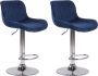 Inandoutdoormatch Barkruk Lentos velvet Blauw chroom Zithoogte 60-82 cm Set van 2 In hoogte verstelbaar Voor keuken en bar Met rugleuning Ergonomische barstoelen Vaderdag cadeau - Thumbnail 1