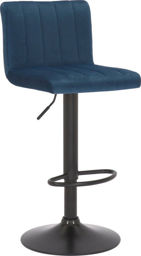 Inandoutdoormatch Barkruk Parida Fluweel blauw Zithoogte 62-83 cm Met rugleuning In hoogte verstelbaar Set van 1 Ergonomische barstoelen Keuken Vaderdag cadeau