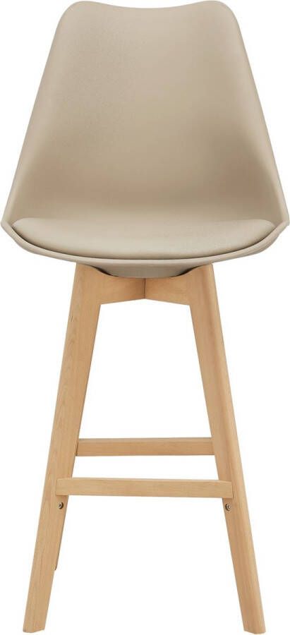 Unbranded Barkruk Phyllis Set van 2 Imitatieleer en Beuken Gestoffeerde Zitting 105x48x58 cm Beige