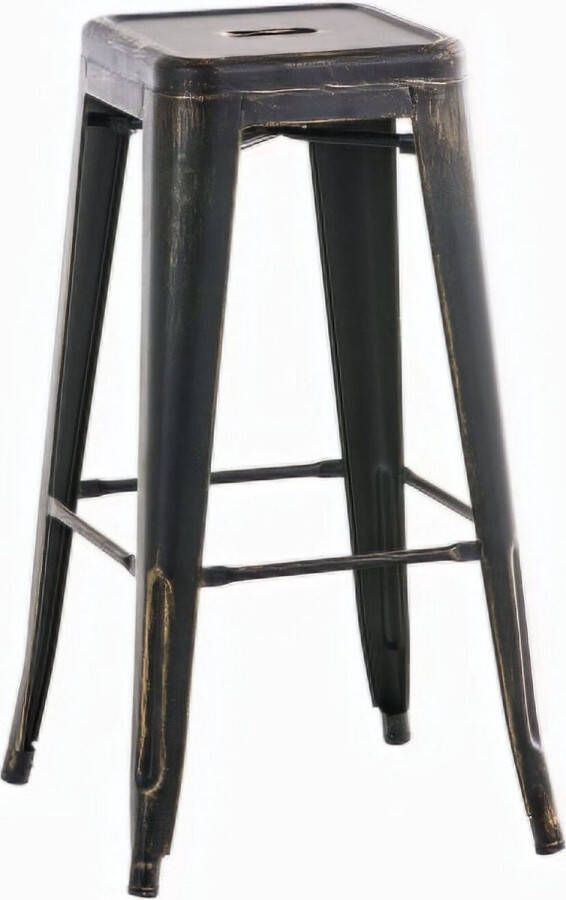 Unbranded Barkruk Recto Zonder rugleuning Set van 1 Antiek Ergonomisch Barstoelen voor keuken of kantine Zwart goud Metaal Zithoogte 77cm