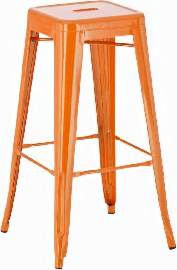 Inandoutdoormatch Barkruk Recto Zonder rugleuning Set van 1 Ergonomisch Barstoelen voor keuken of kantine Oranje Metaal Zithoogte 77cm Vaderdag cadeau